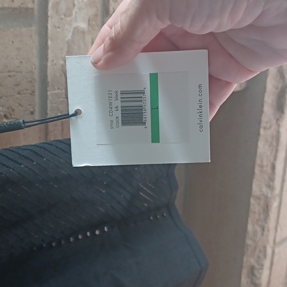 Calvin Klein meshed long sleeved textured bodycon black dress NWT, nude lining - Picture 5 of 8